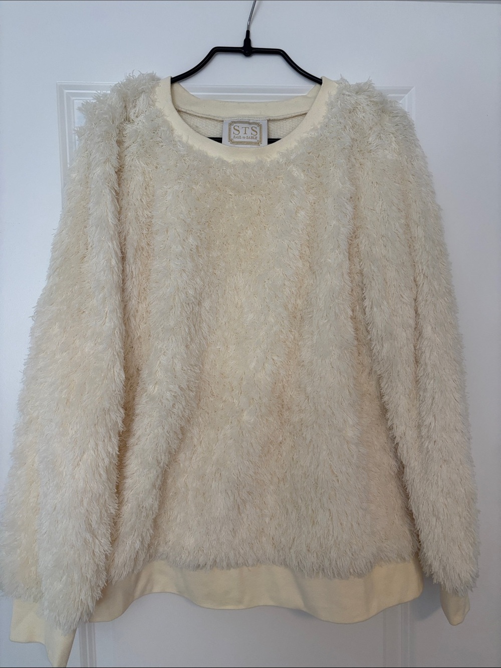 Sail to Sable Cream Fuzzy Crewneck Sweater